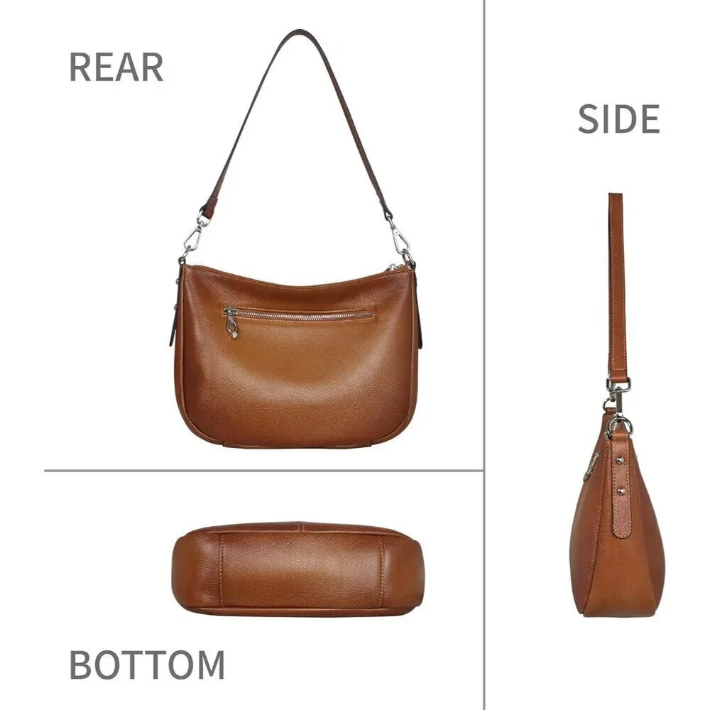 Women's Leather Crossbody Hobo Bag Lightweight with Adjustable Straps